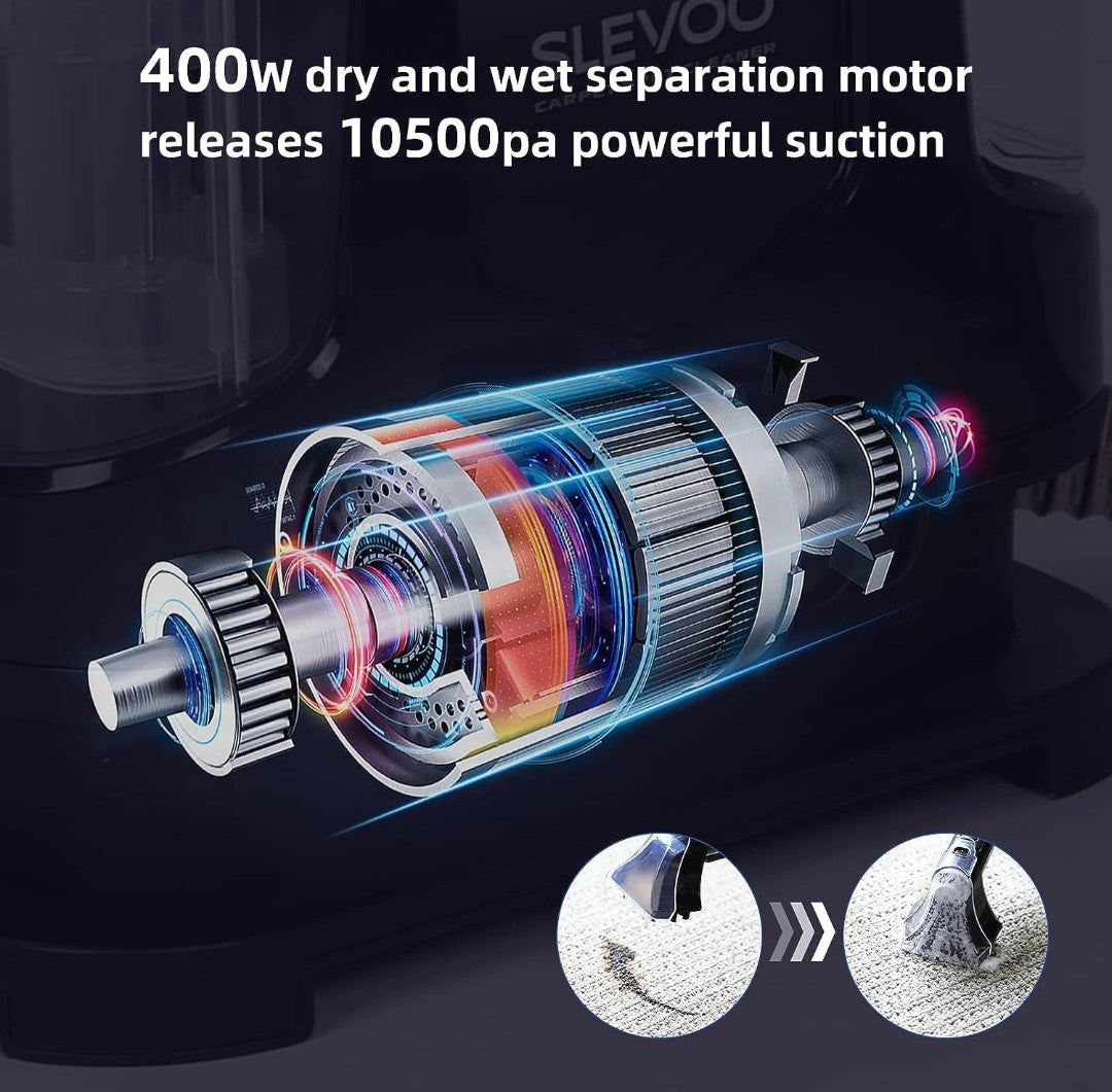 Carpet Cleaner Machine, Portable Upholstery Cleaner 10.5Kpa Strong Suction 400W Powerful Motor with Spot and Stain Remover for Pet Accident Carpet and Upholstery Rugs