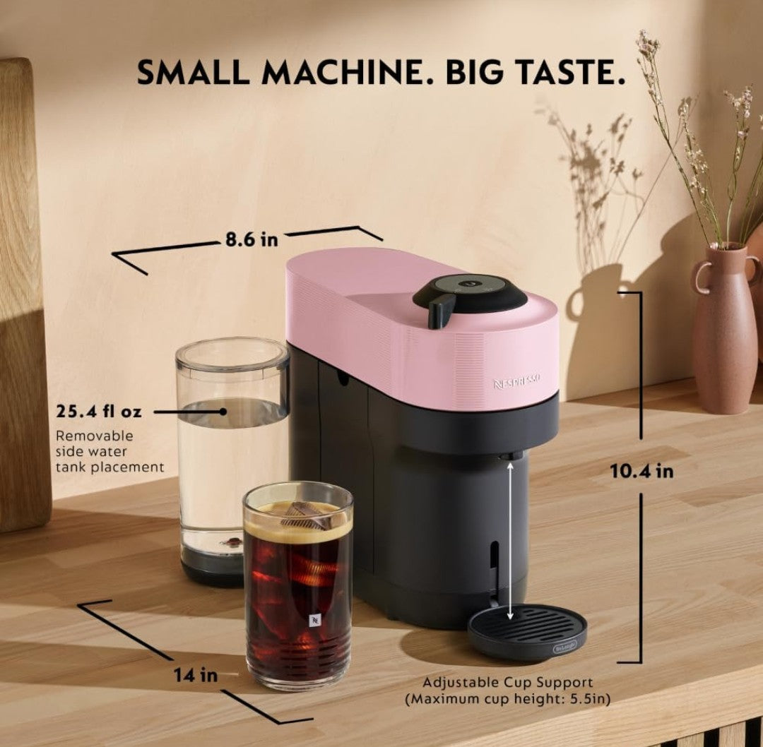 Nespresso Vertuo Pop+ Coffee and Espresso Maker by De'Longhi with Milk Frother, Candy Pink