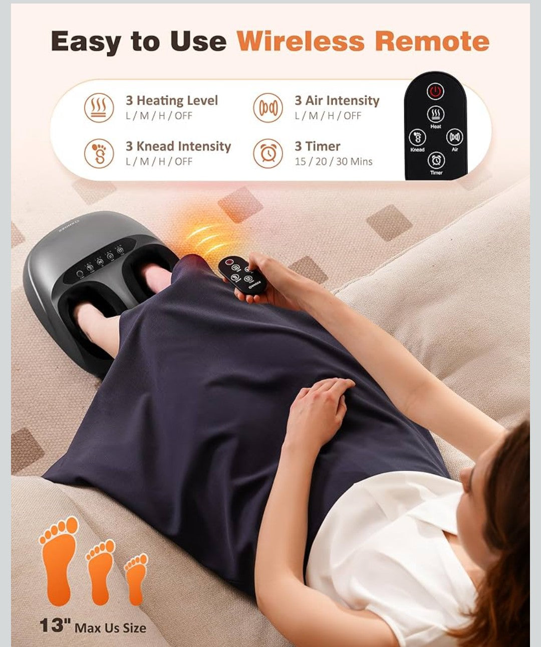 Shiatsu Foot Massager Machine with Heat & Remote, 2025 Upgraded Deep Kneading Feet Massager for Plantar Fasciitis & Neuropathy, 3 Heat Levels, Multi-Mode Massage, Auto-Off Timers, Gifts for Women Men