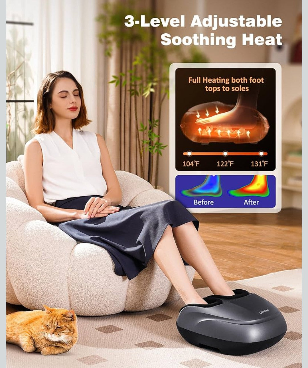 Shiatsu Foot Massager Machine with Heat & Remote, 2025 Upgraded Deep Kneading Feet Massager for Plantar Fasciitis & Neuropathy, 3 Heat Levels, Multi-Mode Massage, Auto-Off Timers, Gifts for Women Men