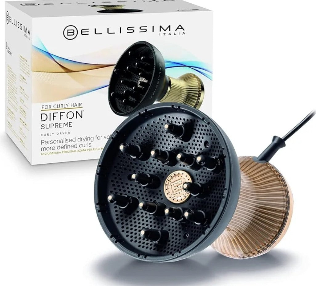 Bellissima Diffon Supreme Diffuser & Curly Hair Dryer - XL Diffuser for Long Waves, Curls, Coils - Cool Button - Anti-Frizz Technology