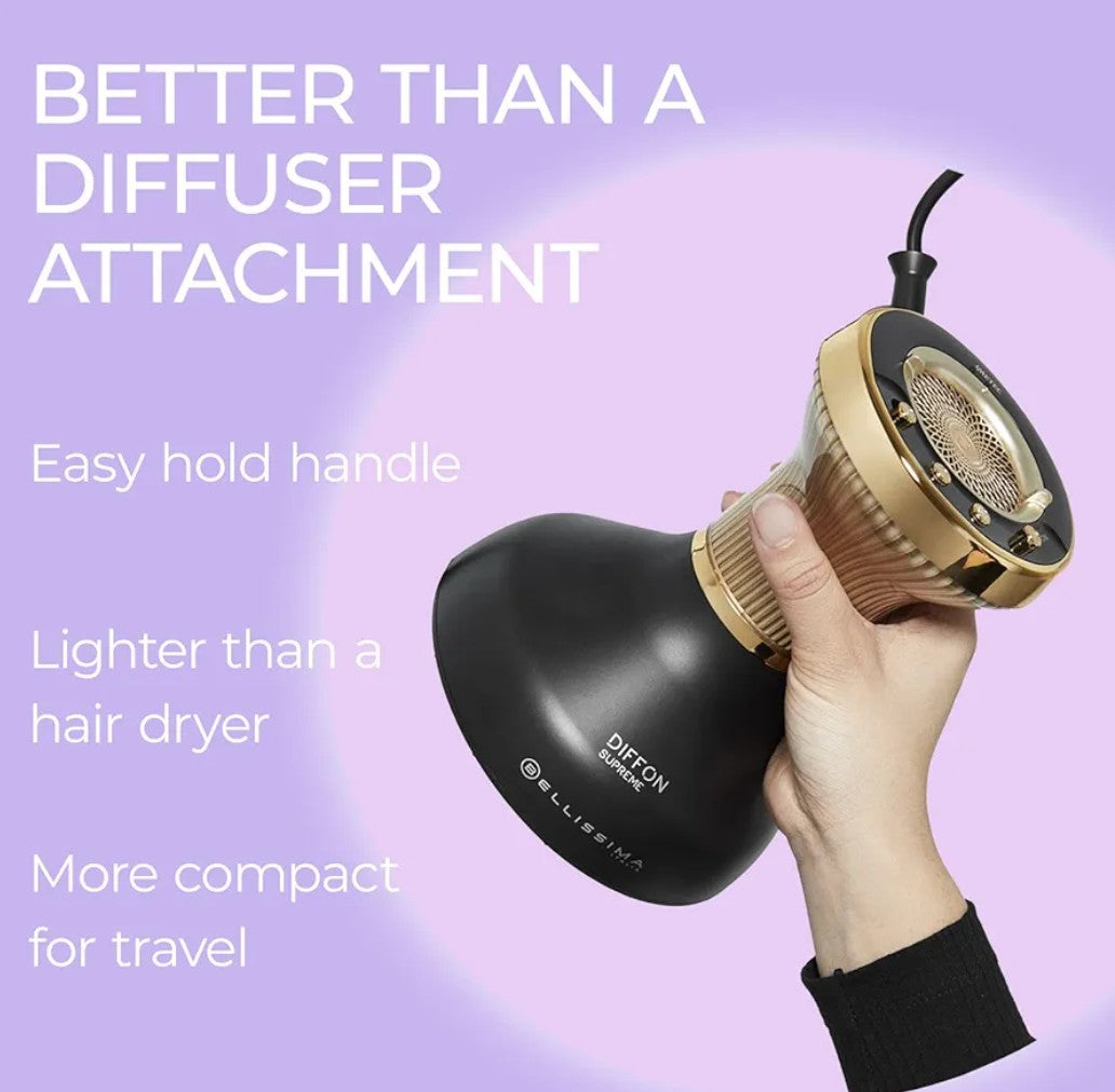 Bellissima Diffon Supreme Diffuser & Curly Hair Dryer - XL Diffuser for Long Waves, Curls, Coils - Cool Button - Anti-Frizz Technology