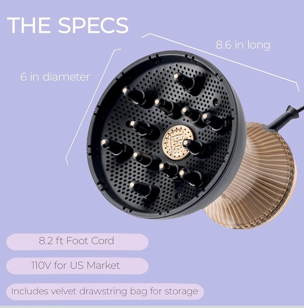 Bellissima Diffon Supreme Diffuser & Curly Hair Dryer - XL Diffuser for Long Waves, Curls, Coils - Cool Button - Anti-Frizz Technology