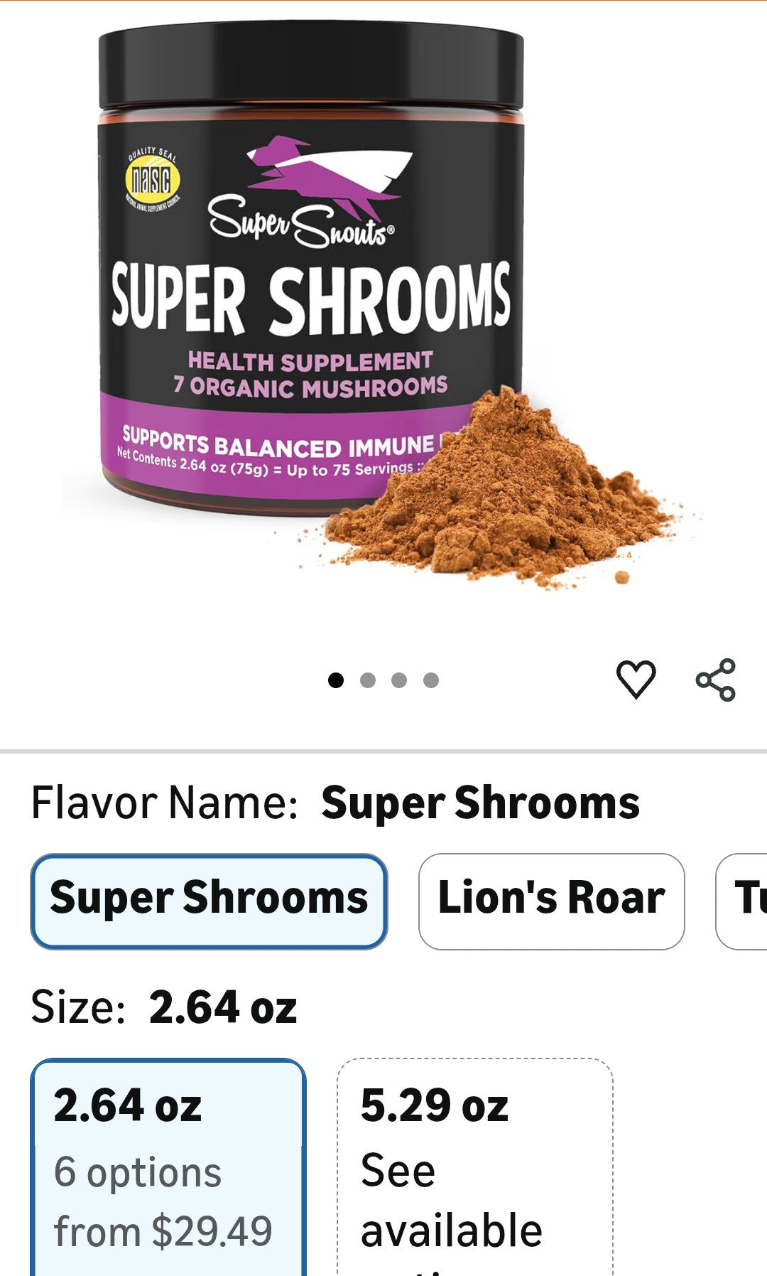 Super Snouts Super Shrooms Mushroom Immune Support Supplement for Dogs and Cats, 2.64 oz - Made in USA Organic Non-GMO, Immune Health for Strong Immunity, 7 Mushroom Blend Powder