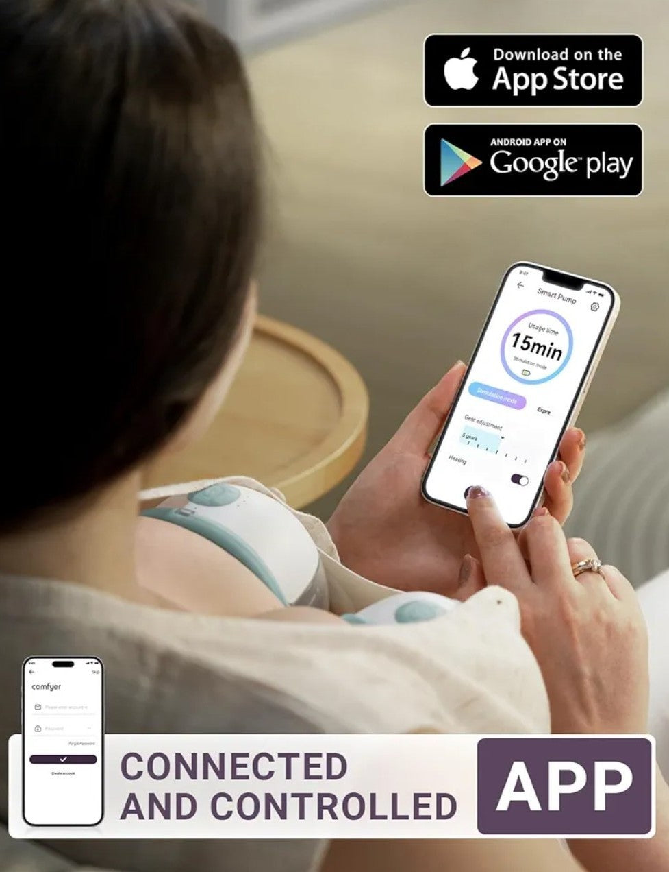 Comfyer Heated Breast Pump Hands Free, Industry-Leading Heating