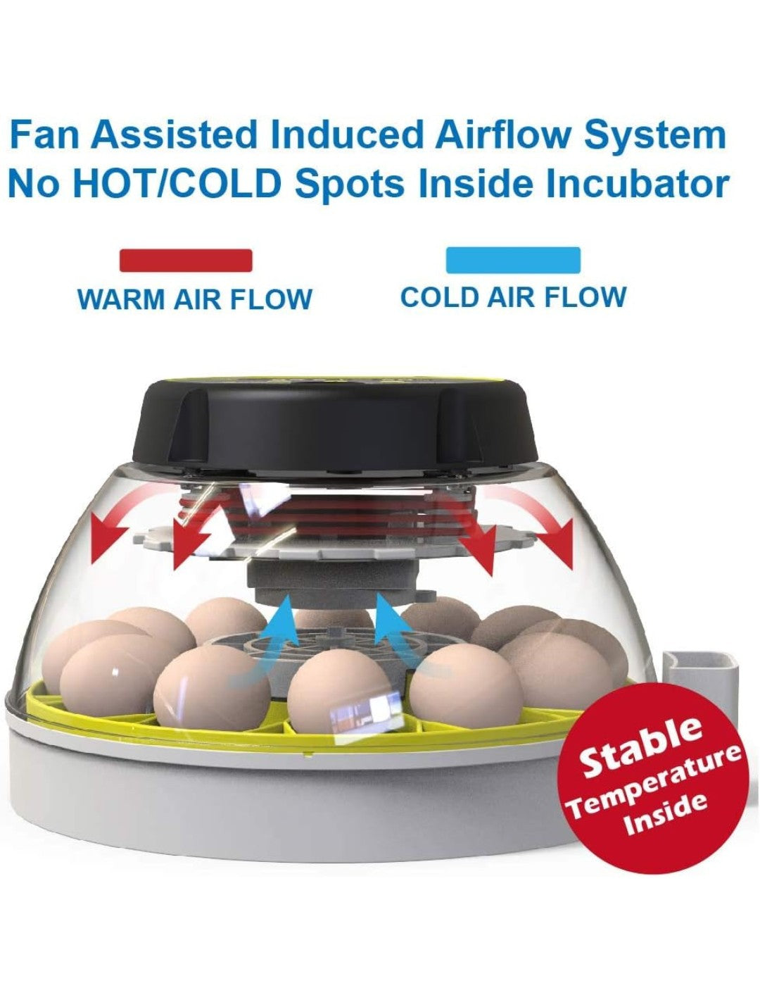 12 Egg Incubator with Humidity Display, Egg Candler, Automatic Egg Turner, for Hatching Chickens