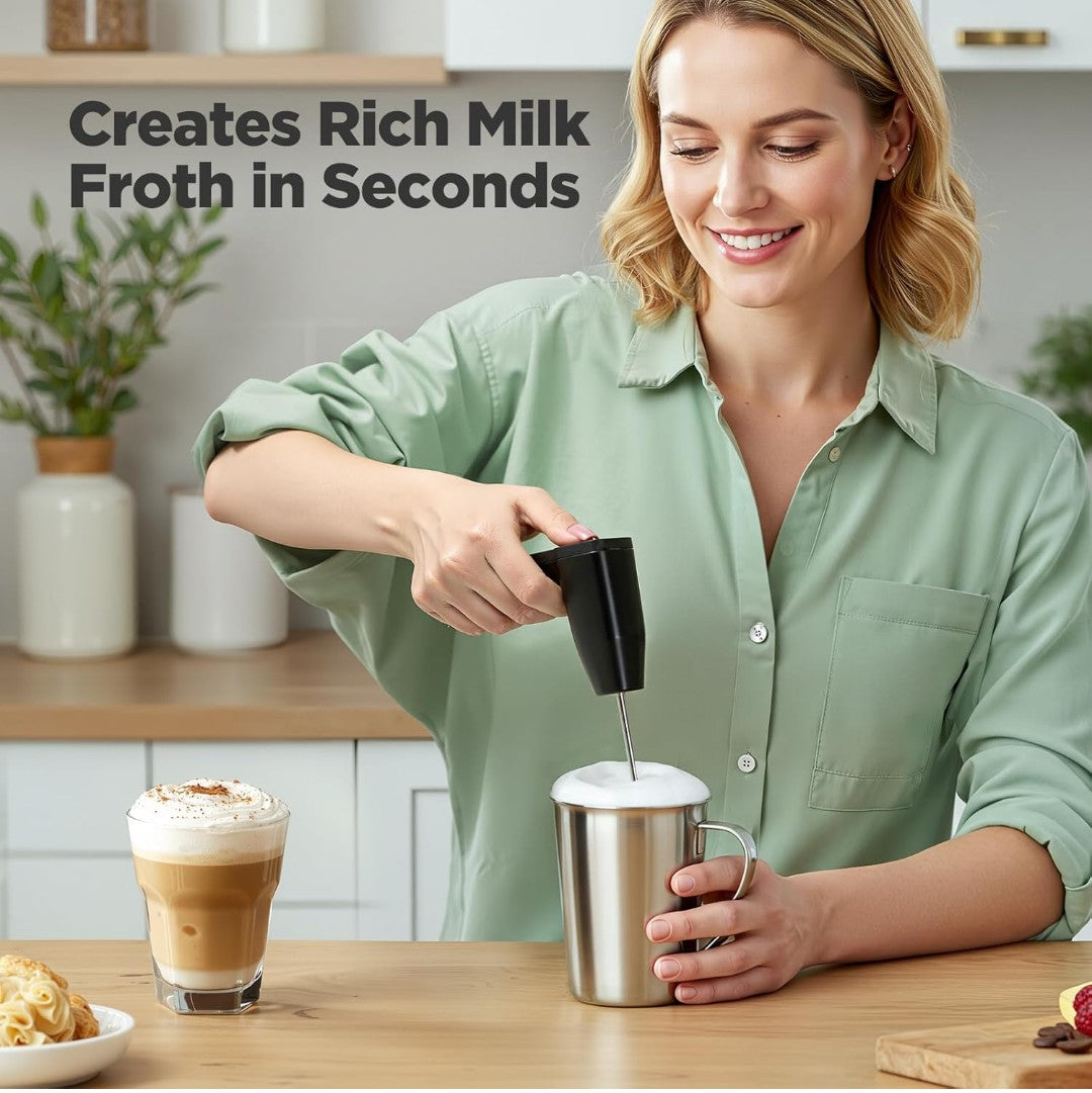 Single Serve Coffee Maker with Built-in Detachable Milk Frother, Iced and Hot Coffee Machine for K Cup & Grounds, 40oz Removable Water Reservoir, 6 Cup Sizes, Fits 7.3" Travel Mug, Black