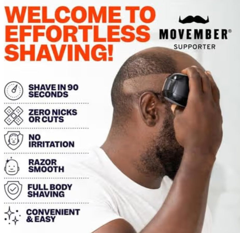 Freebird FlexSeries Electric Head & Body Hair Shaver - Mens Cordless Rechargeable Wet/Dry Skull Bald Head Back & Groin Waterproof Razor with Rotary Blades, Clippers, Nose Trimmer, Brush, Massager