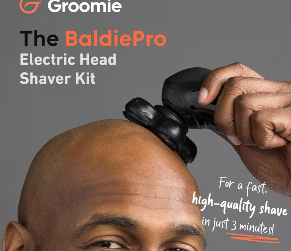 Groomie Cordless Bald Head Shavers for Men, BaldiePro Head Grooming Kit - Ergonomic & Waterproof Hea