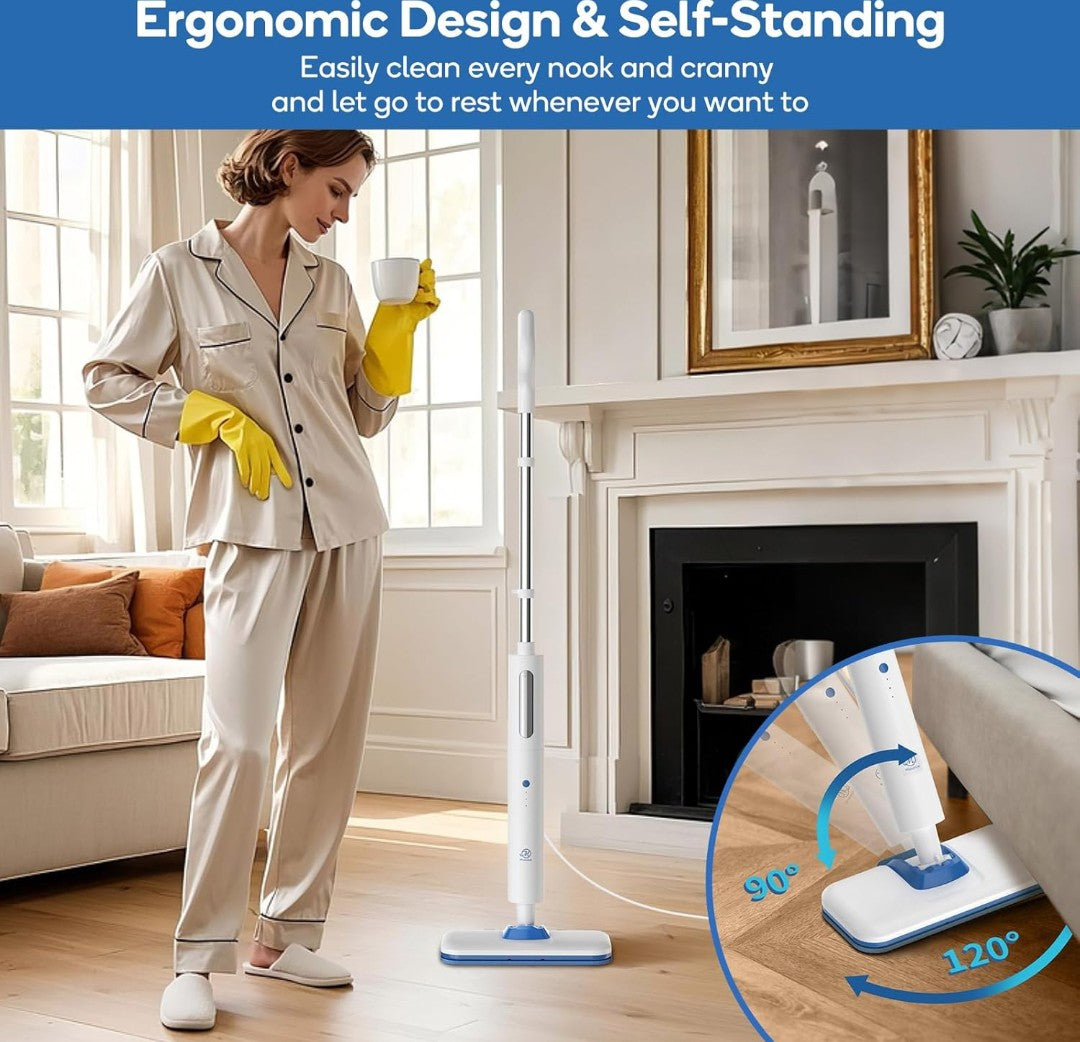 Steam Mop for Floor Cleaning,15-Second Setup,Chemical-Free Floor Cleaner for Hardwood,Laminate,Tile&Greasy Spots.Ergonomic Design with Hands-Free Standing,3 Steam Settings,Reusable Washable Pads