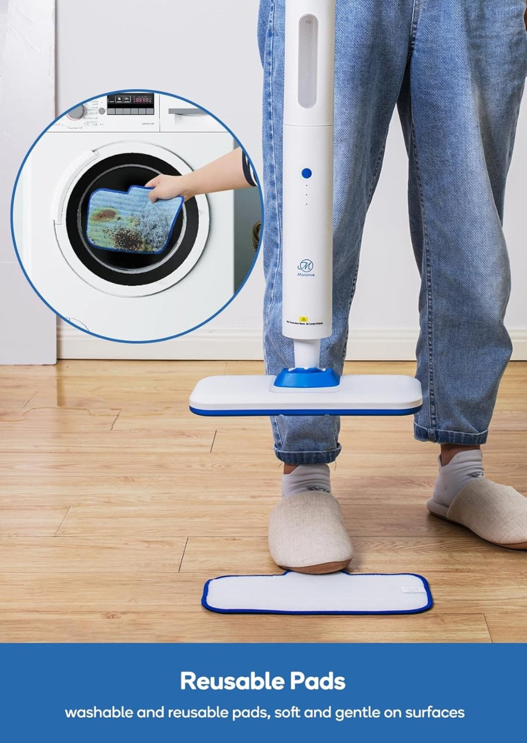 Steam Mop for Floor Cleaning,15-Second Setup,Chemical-Free Floor Cleaner for Hardwood,Laminate,Tile&Greasy Spots.Ergonomic Design with Hands-Free Standing,3 Steam Settings,Reusable Washable Pads