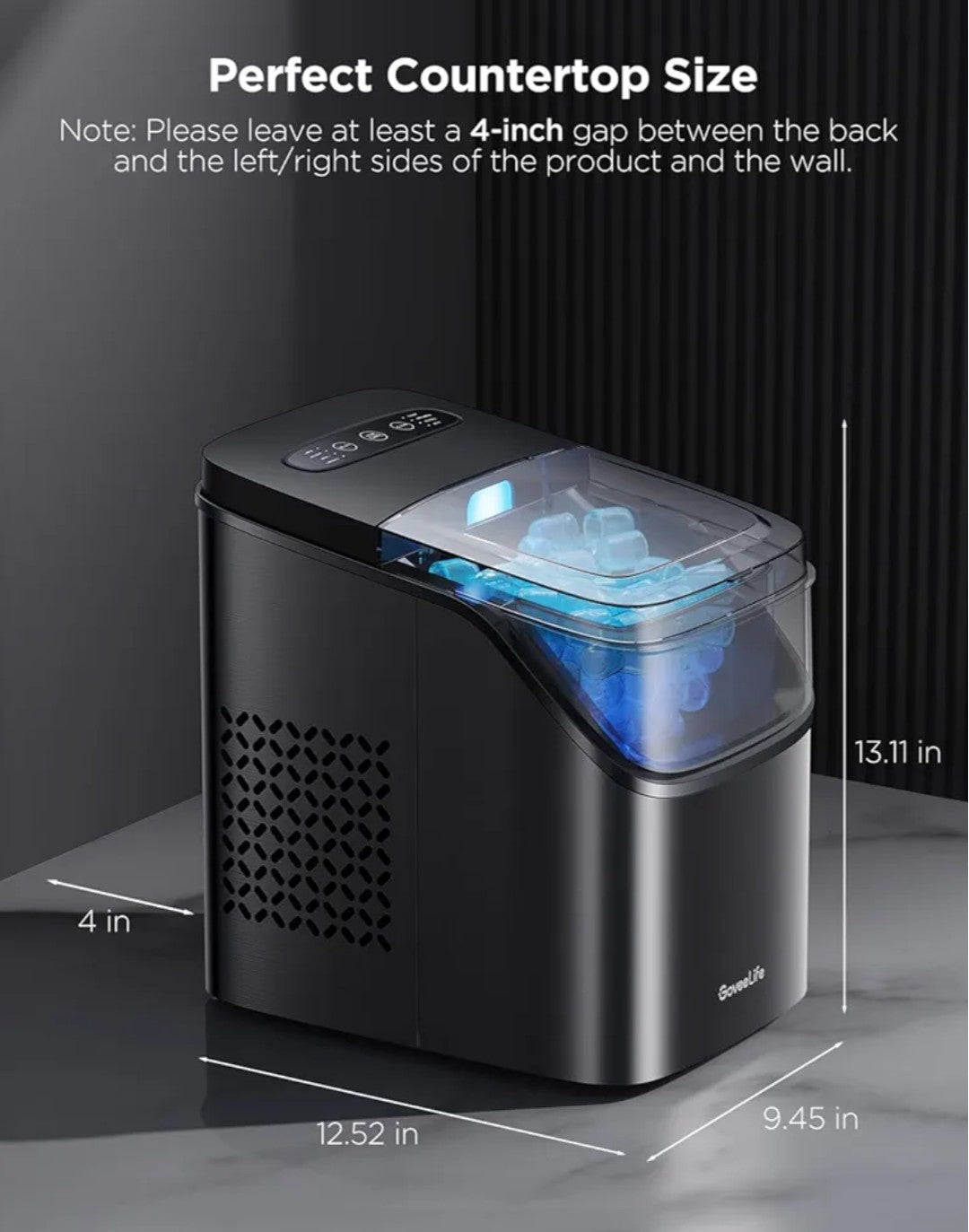 GoveeLife Smart Ice Maker Countertop, Portable Ice Machine with Voice Control