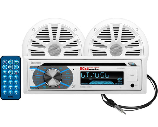 BOSS Audio Systems MCK508WB.6 Marine Boat Bluetooth Stereo & 6.5 Inch Speakers - CD DVD Player, AM/FM Radio Receiver Head Unit, Dipole Antenna