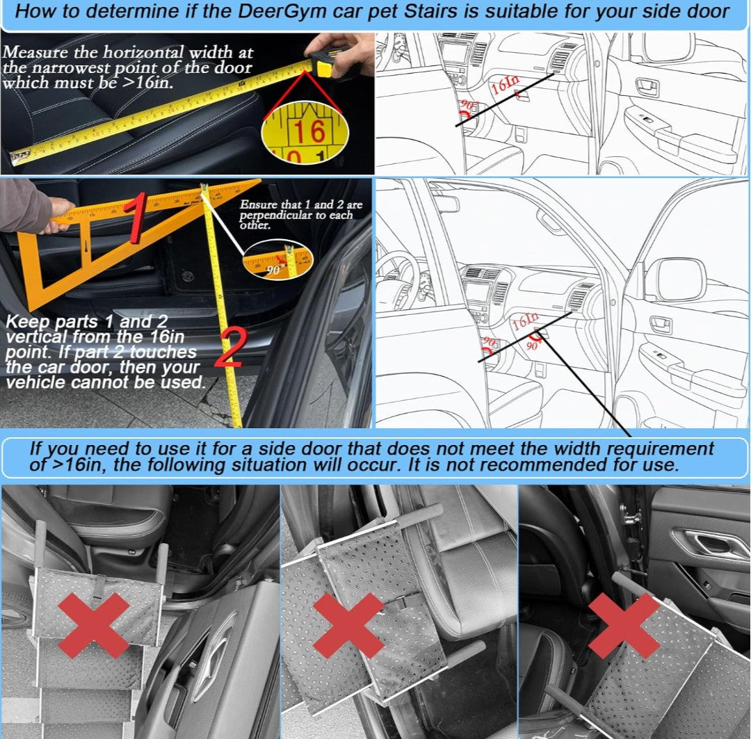 Dog Stairs for Large Dogs - 5 Step Wide 16in High 34in Foldable Dog Ramp for Car Non-Slip Surface Support up to 230lbs - Suitable for SUV,Truck, Sofas, Bed
