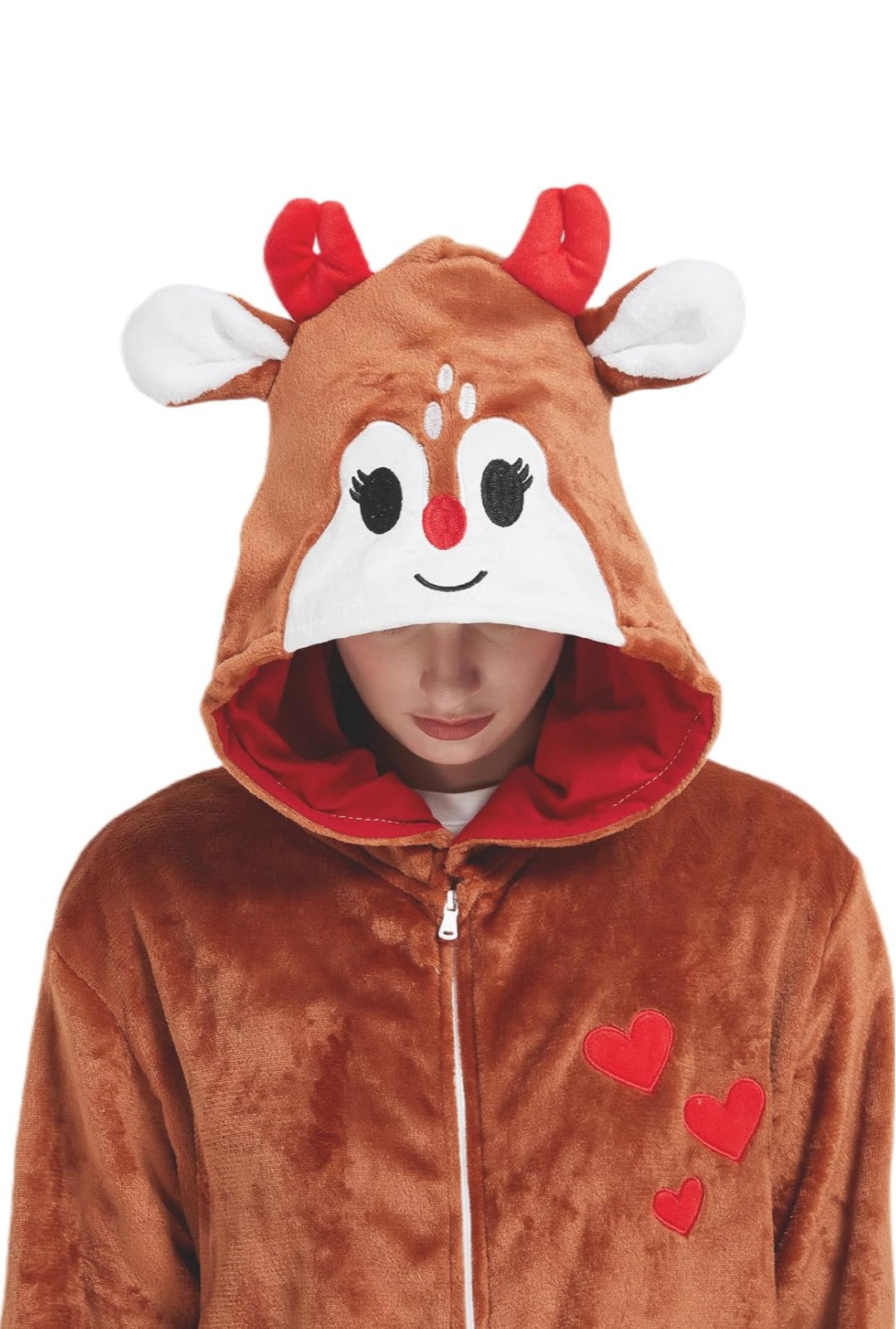 Reindeer Costume Deer Onesie for Adult Women Men Halloween Pajama