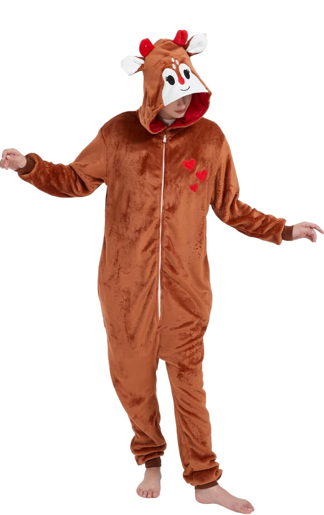 Reindeer Costume Deer Onesie for Adult Women Men Halloween Pajama