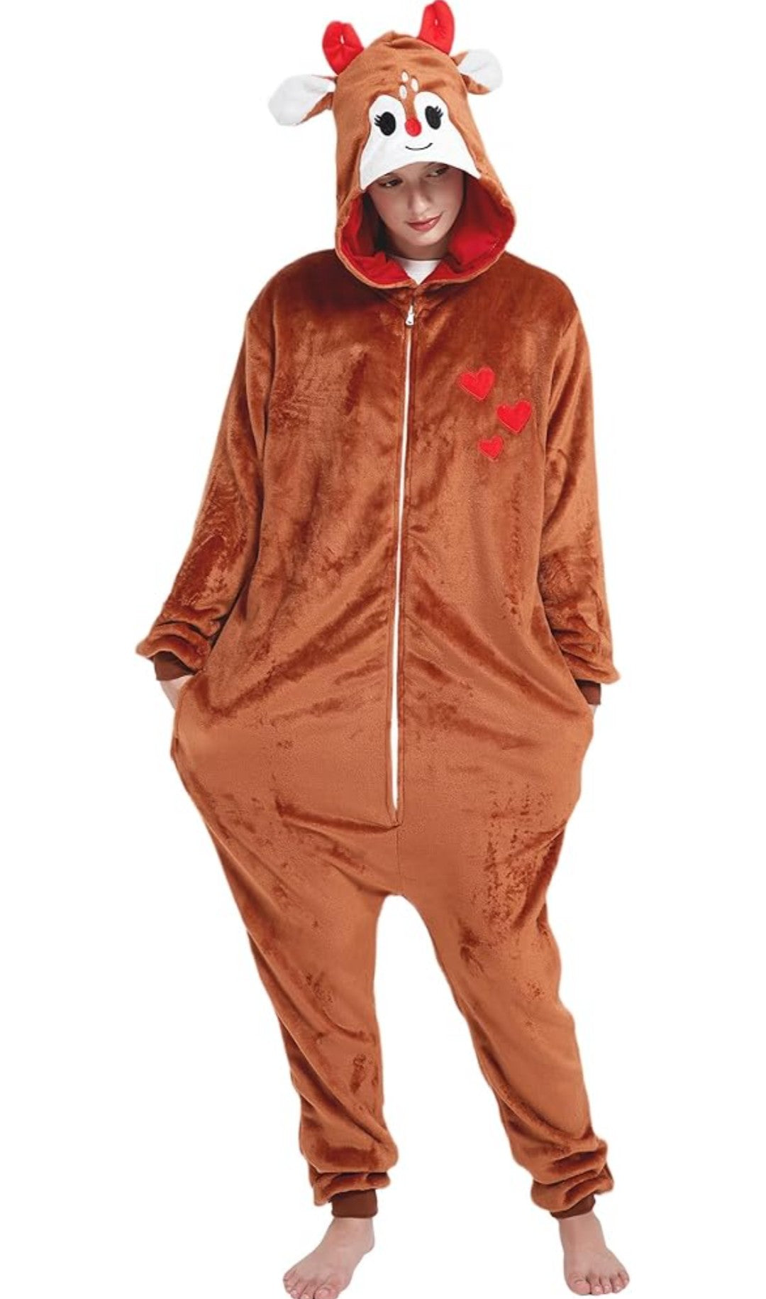 Reindeer Costume Deer Onesie for Adult Women Men Halloween Pajama