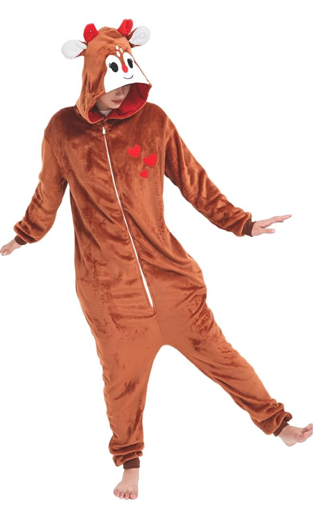 Reindeer Costume Deer Onesie for Adult Women Men Halloween Pajama