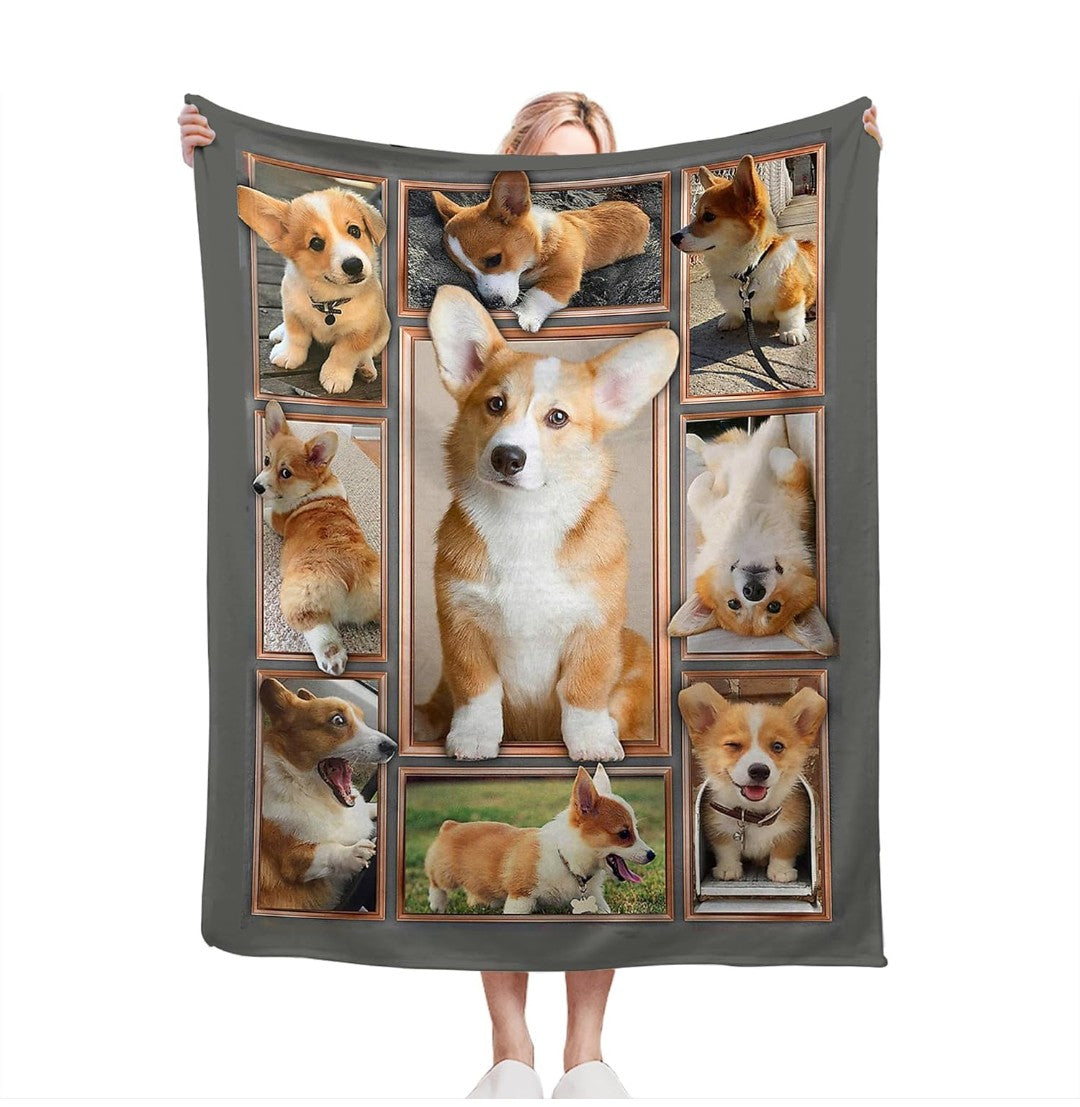 jerkboo Corgi Blanket Throws Corgi Gifts Cute Corgi Dog Throw Blanket for Girls Women Kids Adults Soft Warm Cozy Fleece Blanket for Couch Sofa Bed 50""x40""