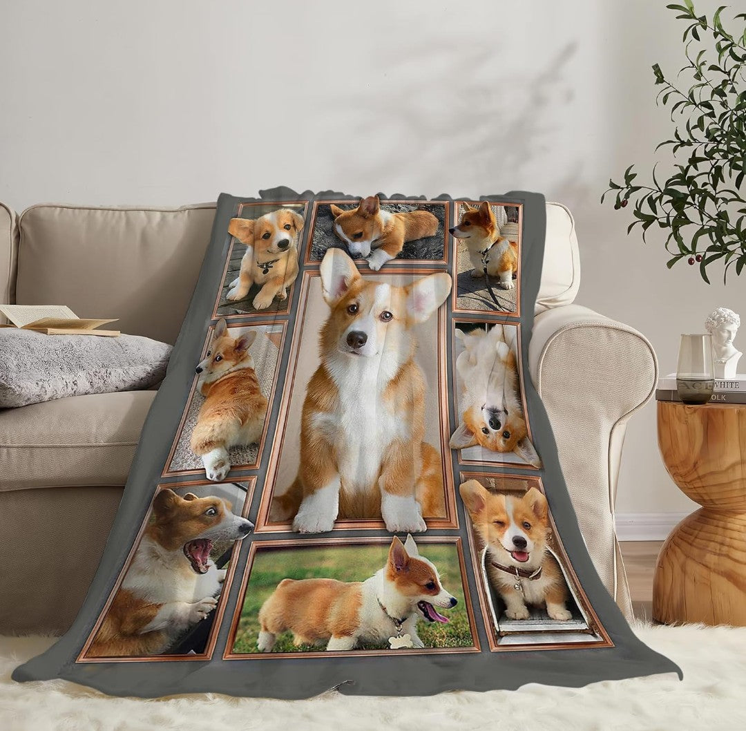 jerkboo Corgi Blanket Throws Corgi Gifts Cute Corgi Dog Throw Blanket for Girls Women Kids Adults Soft Warm Cozy Fleece Blanket for Couch Sofa Bed 50""x40""