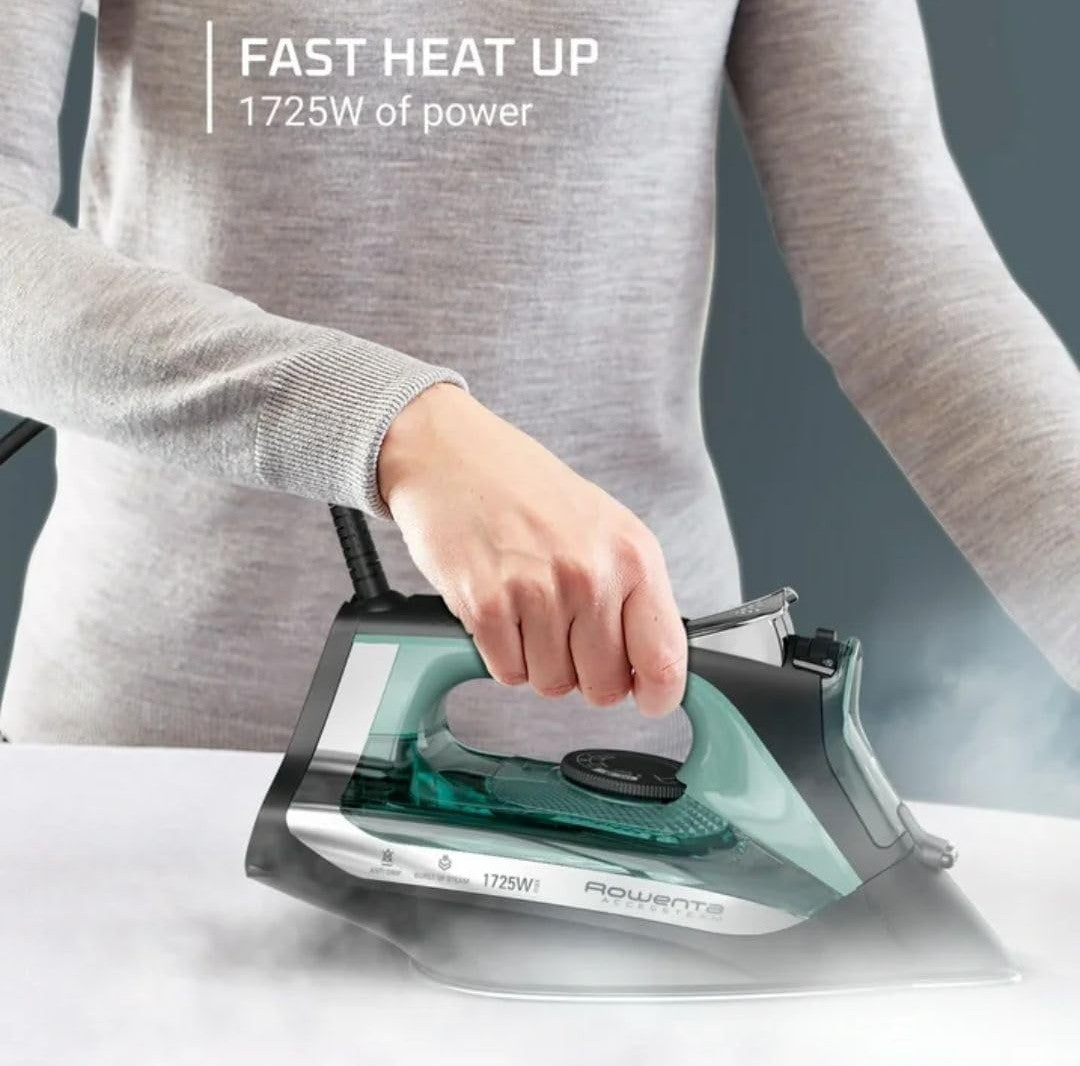 Professional Steam Iron with Stainless Steel Soleplate and High Steam Output for All Fabrics (AQUA)