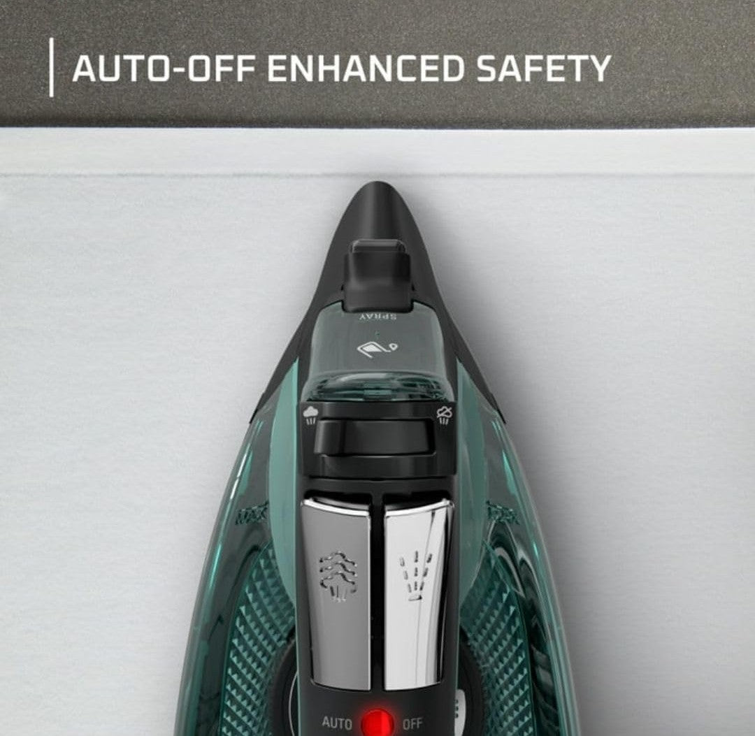Professional Steam Iron with Stainless Steel Soleplate and High Steam Output for All Fabrics (AQUA)