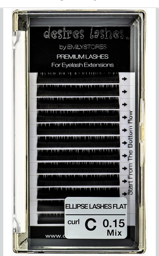 Ellipse Eyelashes 0.15mm Thickness C Curl Length Mixed Sizes 8-14mm Flat Lashes Extensions Volume Soft For Lash Extension