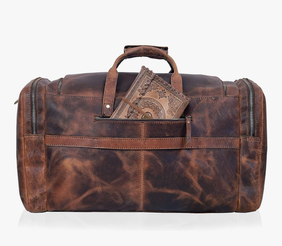 28" Vintage Duffel Classic Style with Modern Outlook Retro Thick Full Grain Cowhide Handmade Airplane Underseat Carry On Bags Leather Gym Overnight Luggage Bag