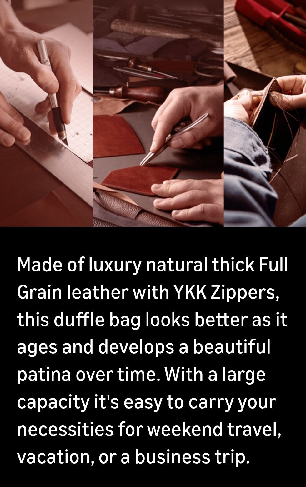 28" Vintage Duffel Classic Style with Modern Outlook Retro Thick Full Grain Cowhide Handmade Airplane Underseat Carry On Bags Leather Gym Overnight Luggage Bag