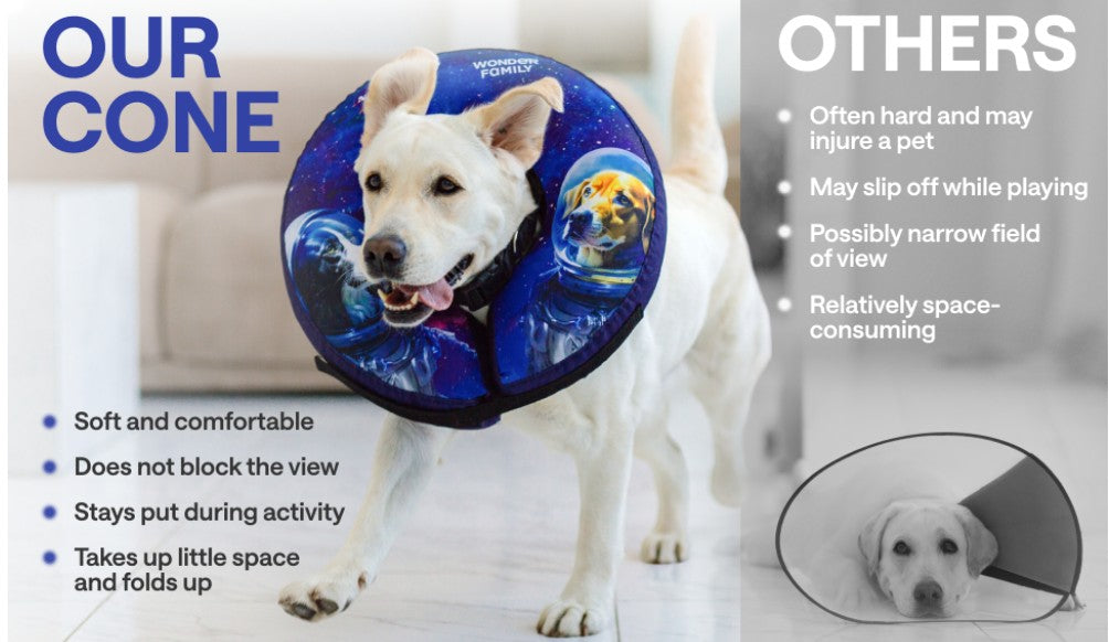Soft Inflatable Dog Cone for After Surgery – Comfortable Donut E-Collar Alternative to Prevent Licking & Scratching – Adjustable Recovery Collar for Large Dogs – Washable Protective Neck Pillow