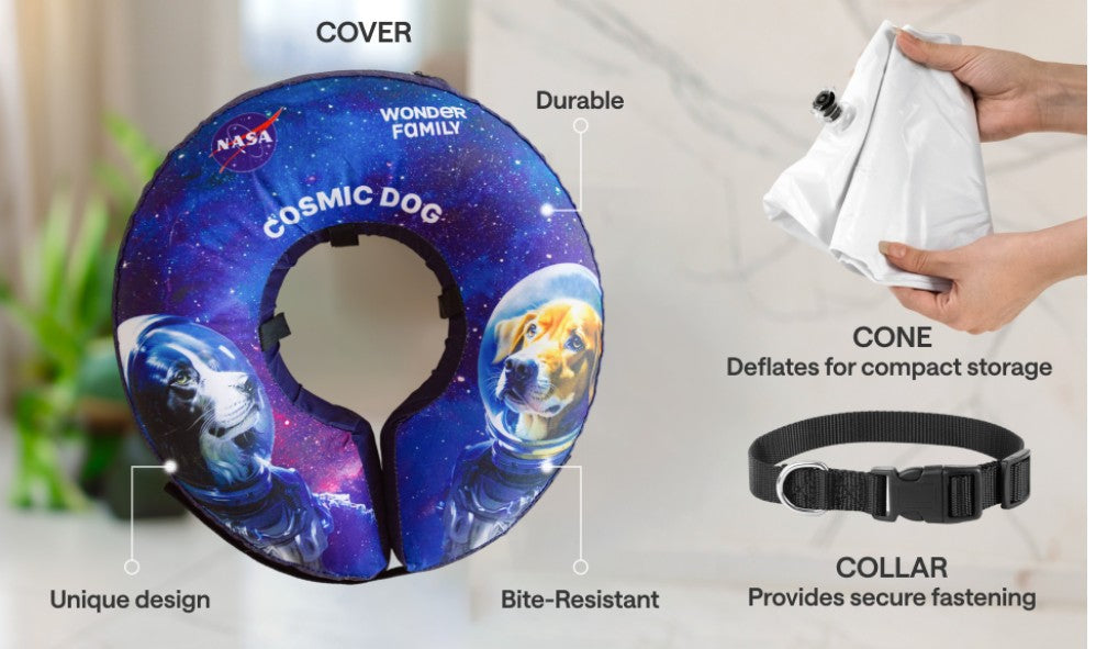 Soft Inflatable Dog Cone for After Surgery – Comfortable Donut E-Collar Alternative to Prevent Licking & Scratching – Adjustable Recovery Collar for Large Dogs – Washable Protective Neck Pillow
