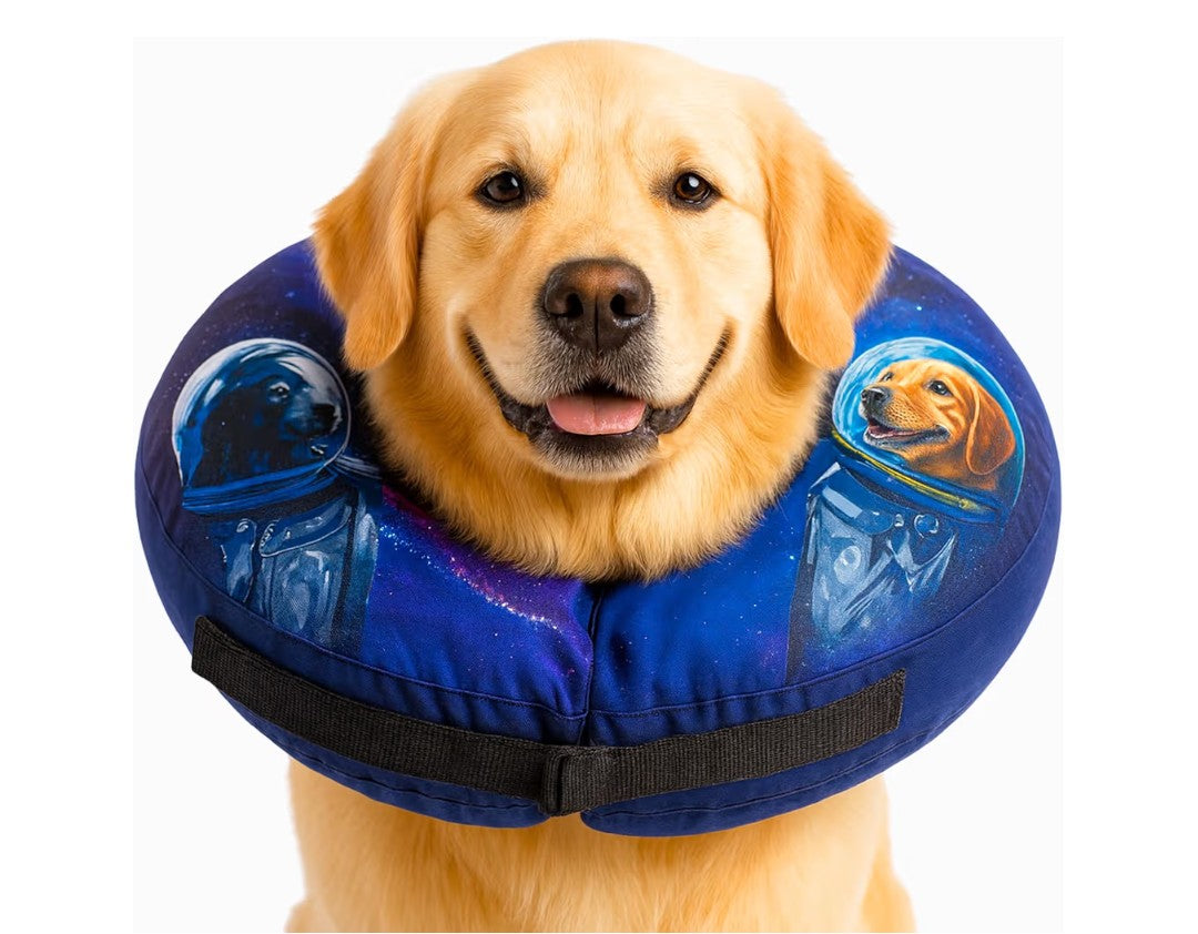 Soft Inflatable Dog Cone for After Surgery – Comfortable Donut E-Collar Alternative to Prevent Licking & Scratching – Adjustable Recovery Collar for Large Dogs – Washable Protective Neck Pillow