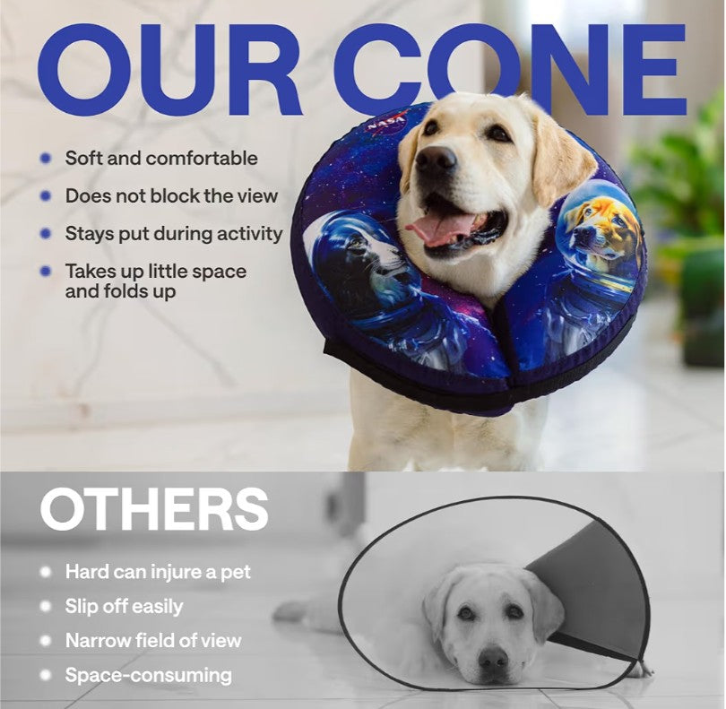 Soft Inflatable Dog Cone for After Surgery – Comfortable Donut E-Collar Alternative to Prevent Licking & Scratching – Adjustable Recovery Collar for Large Dogs – Washable Protective Neck Pillow