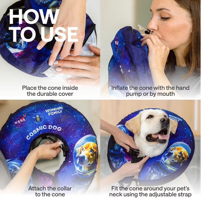 Soft Inflatable Dog Cone for After Surgery – Comfortable Donut E-Collar Alternative to Prevent Licking & Scratching – Adjustable Recovery Collar for Large Dogs – Washable Protective Neck Pillow
