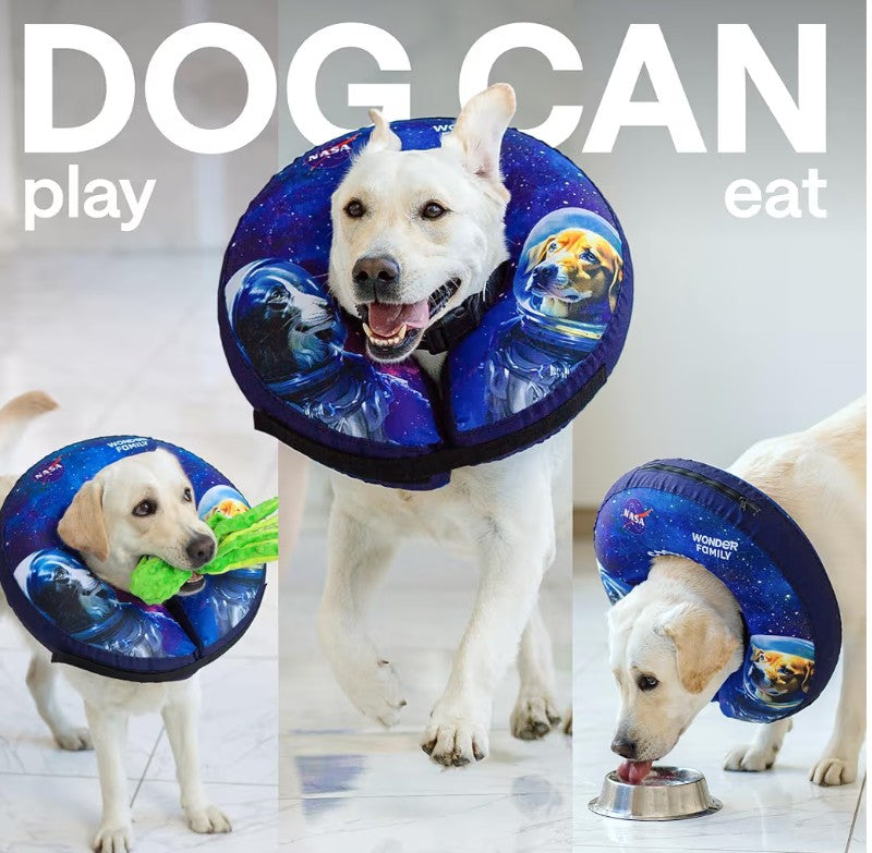 Soft Inflatable Dog Cone for After Surgery – Comfortable Donut E-Collar Alternative to Prevent Licking & Scratching – Adjustable Recovery Collar for Large Dogs – Washable Protective Neck Pillow