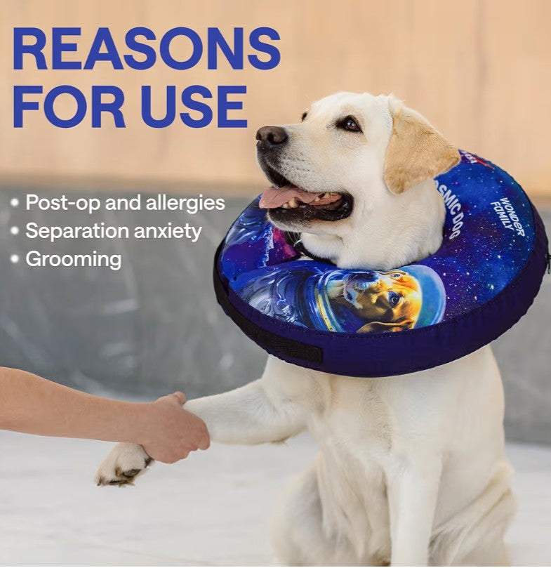 Soft Inflatable Dog Cone for After Surgery – Comfortable Donut E-Collar Alternative to Prevent Licking & Scratching – Adjustable Recovery Collar for Large Dogs – Washable Protective Neck Pillow