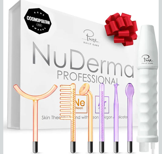 NuDerma Professional Skin Therapy Wand - Portable Skin Therapy Machine with 6 Neon & Argon Wands – Boost Your Skin – Clear Firm & Tighten