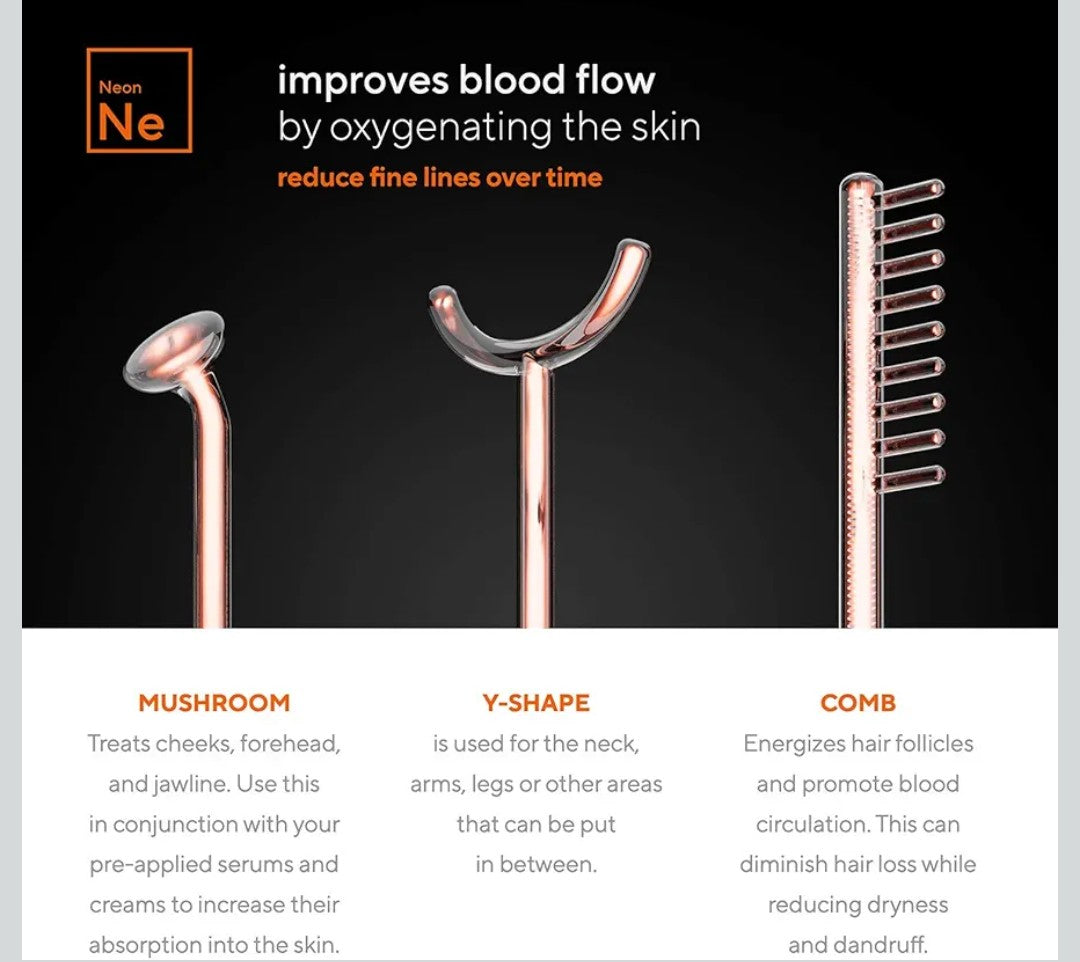 NuDerma Professional Skin Therapy Wand - Portable Skin Therapy Machine with 6 Neon & Argon Wands – Boost Your Skin – Clear Firm & Tighten