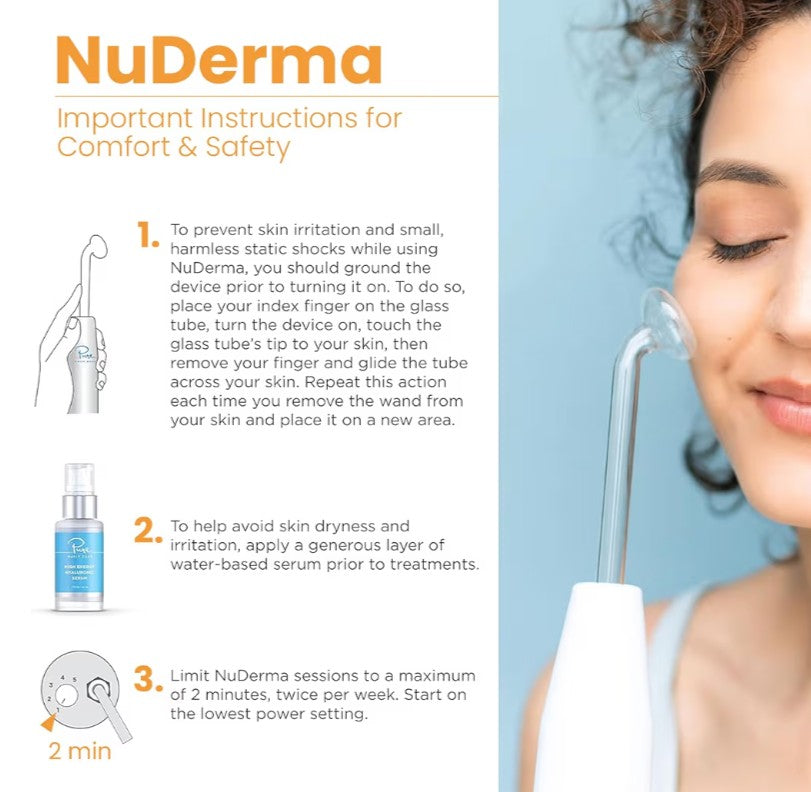 Pure Daily Care NuDerma Handheld Skin Therapy Wand Machine w/Neon – Anti-Aging - Skin Tightening - Wrinkle Reducing - Dark Circles – Clarifying - Hair & Scalp Stimulator