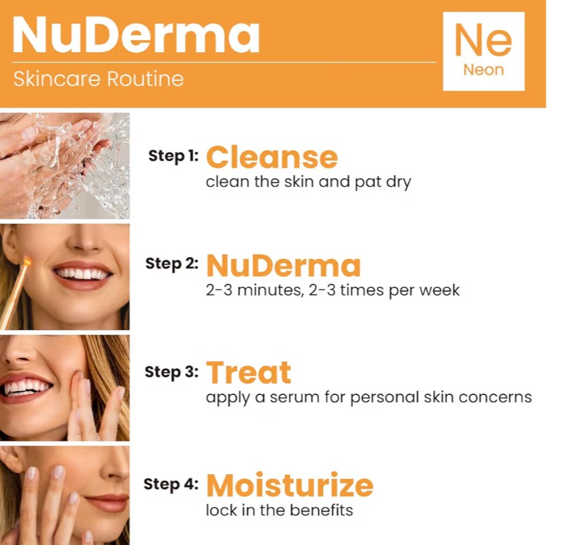 Pure Daily Care NuDerma Handheld Skin Therapy Wand Machine w/Neon – Anti-Aging - Skin Tightening - Wrinkle Reducing - Dark Circles – Clarifying - Hair & Scalp Stimulator