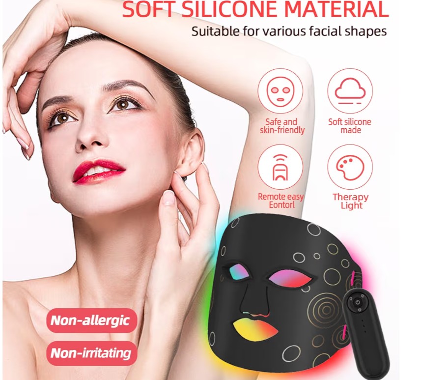Red Light Therapy for Face with Remote Control RechargeableLED Facial Mask Light Mask Skin Care for Acne Wrinkles Home Use or Travel