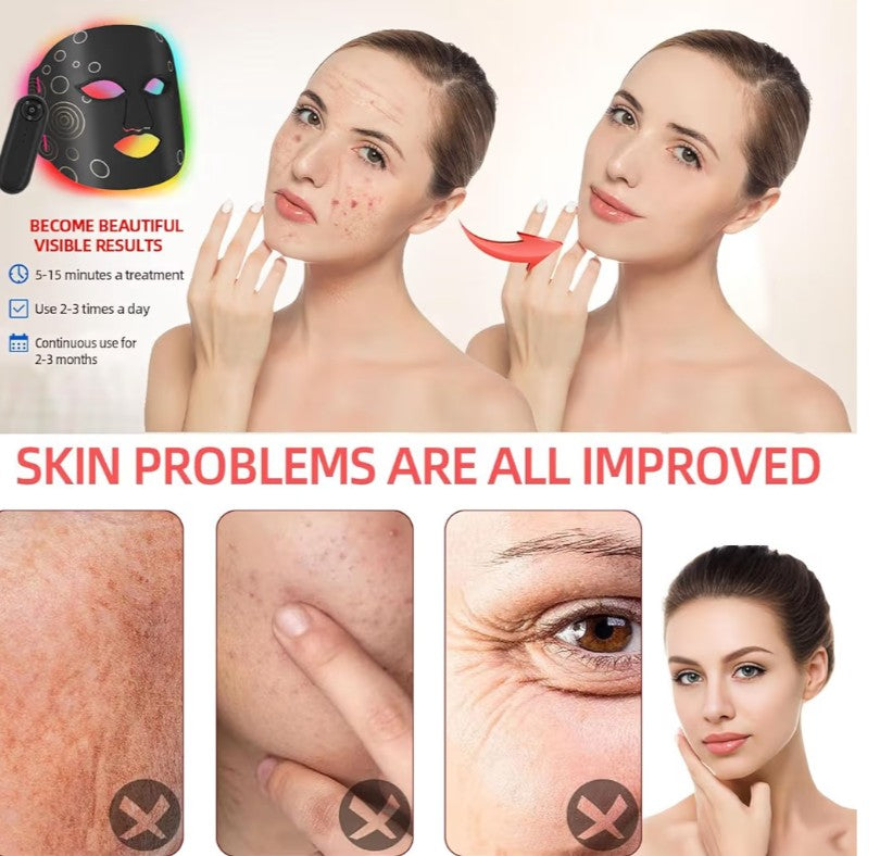 Red Light Therapy for Face with Remote Control RechargeableLED Facial Mask Light Mask Skin Care for Acne Wrinkles Home Use or Travel
