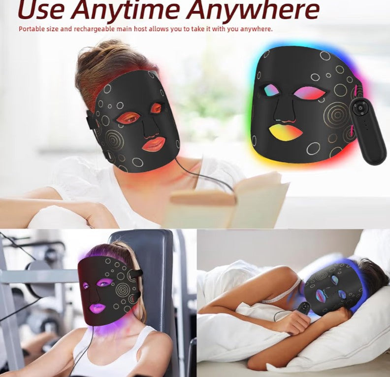 Red Light Therapy for Face with Remote Control RechargeableLED Facial Mask Light Mask Skin Care for Acne Wrinkles Home Use or Travel