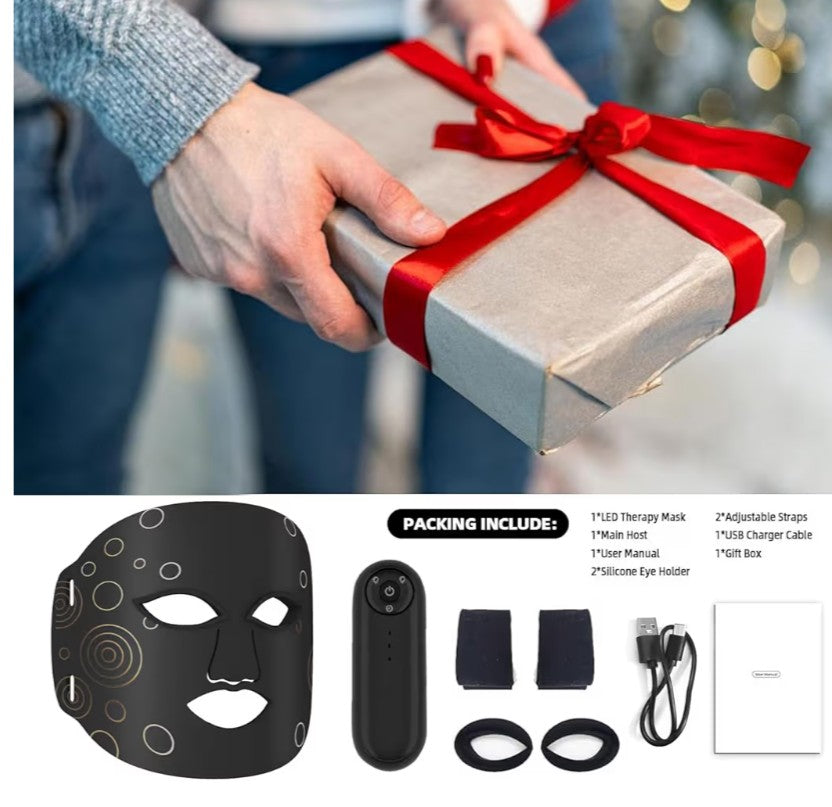 Red Light Therapy for Face with Remote Control RechargeableLED Facial Mask Light Mask Skin Care for Acne Wrinkles Home Use or Travel