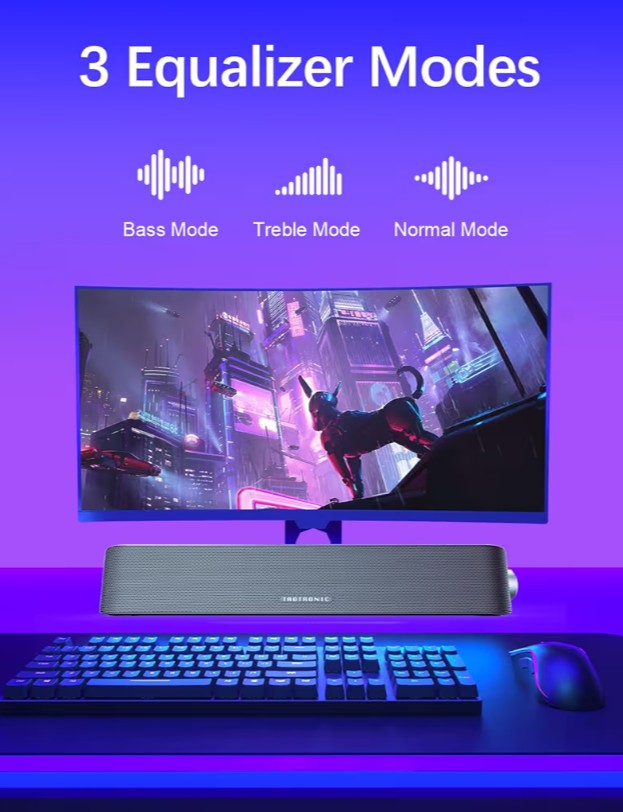 Nylavee Computer Speakers, Hi-Fi Stereo Quality PC Speakers, USB Powered Computer Sound Bar with 3 EQ Modes, Bluetooth 5.0 and 3.5mm Aux-in Computer Speakers for Desktop