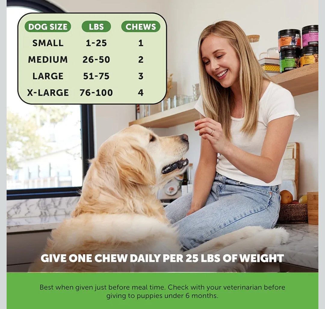 6 Billion CFU Dog Probiotics with Prebiotics, Digestive Enzymes, & Fiber - Relief for Occasional Diarrhea, Gas, Bloating & Itchy Skin - Daily Gut Health & Immune Support for All Dogs (Pumpkin, 90 ct)