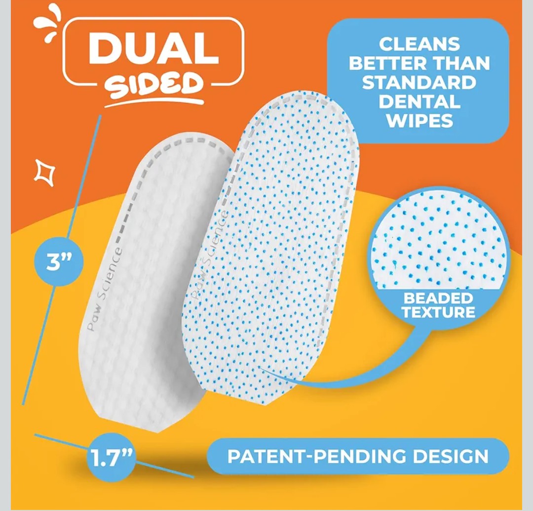 Paw Science Dog & Cat Teeth Cleaning Wipes - Dental Finger Wipes for Cats & Dogs - Pet Toothbrush & Tooth Brushing Kit - Effective Teeth Cleaner (Unscented)
