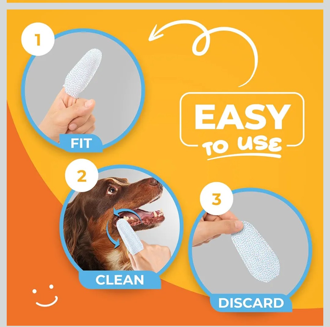 Paw Science Dog & Cat Teeth Cleaning Wipes - Dental Finger Wipes for Cats & Dogs - Pet Toothbrush & Tooth Brushing Kit - Effective Teeth Cleaner (Unscented)