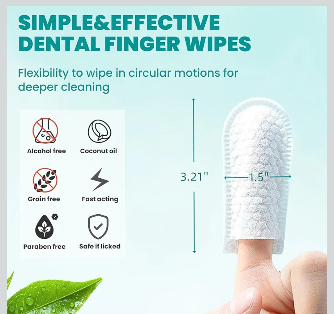 MEDUWEDU Dental Care Finger Wipes 60 Counts,Teeth Cleaning Finger Wipes for Dogs & Cats,Reduces Plaque & Supports Oral Freshness, Coconut Scent