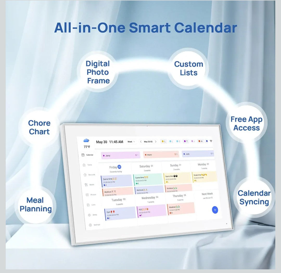 15.6 inch Digital Wall Calendar Touchscreen, Chore Chart, IPS FHD,Wall Planner, Smart Family Schedules, Wall Mount Included，Wall Organizer,Meal Planner,Plan Daily Household and Work tasks